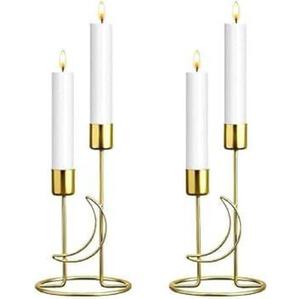 Juego de 4 portavelas de hierro dorado elegantes, candelabros decorativos de metal para centros de mesa de boda, cenas y decoración del hogar. - Product Image 2