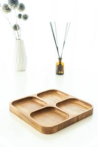 Bandeja de servir de madera de roble, organizador de escritorio cuadrado de madera, decoración para el hogar, bandeja de servir de madera hecha a mano. - Product Image 3