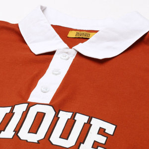 Polo en coton rayé rouge, bleu marine et blanc pour homme, manches courtes, décontracté, respirant, tissage Oxford, logo sur le devant - Product Image 6