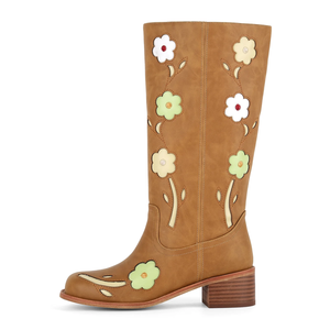 Botas Vaqueras de Cuero Bordadas a Mano de Primera Calidad - Botas Largas Occidentales Personalizadas al por Mayor para Hombre y Mujer - Product Image 2