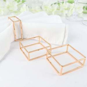 Anneaux de serviette carrés en métal doré, 2 pouces, creux, géométriques, pour décoration de table - Product Image 5