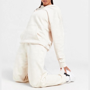 Conjunto Deportivo con Capucha Color Crema para Mujer, Talla Grande, Pantalones Deportivos Largos de Color Sólido con Bolsillos Laterales, Ropa Casual de Otoño - Product Image 2
