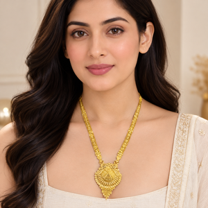 Conjunto de Collar de Novia Indio, Chapado en Oro de 24K, Cobre y Latón, Colgante Largo con Pendientes, Joyería Tradicional de Boda para Mujer, Venta al Por Mayor - Product Image 2
