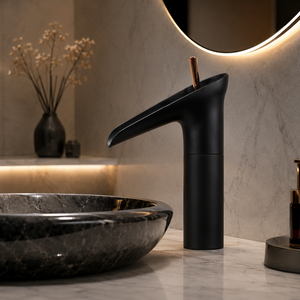 Robinet de lavabo mural minimaliste en laiton, 2 trous, monocommande, capteur tactile, sans poignée, contrôle fluide de l'eau, finition durable - Product Image 6
