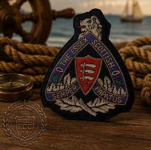 Écusson brodé personnalisé ESSEX SCOTTISH avec motif Aigle Couronné, à coudre en dentelle, en tissu, avec épingle de sûreté pour vêtement, style circulaire - Product Image 6