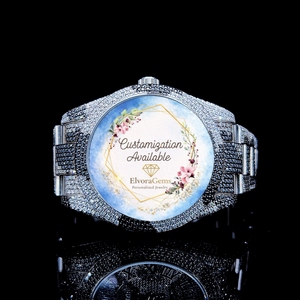 Reloj Inteligente Redondo de Acero Inoxidable para Mujer con Gemas, Personalización Disponible - Product Image 1