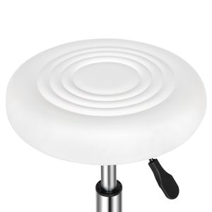 Sgabello da Bar Moderno Bianco Rotondo con Struttura in Metallo Lineare Girevole per Uso Domestico o Scolastico - Product Image 6