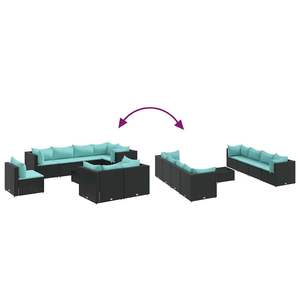 Conjunto de Muebles de Patio de 9 Piezas en Poliratán Negro con Cojines, Muebles de Exterior Elegantes - Product Image 6