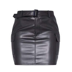 กระโปรงหนังย้อมสีล้วนขนาด XS กระโปรงหนังแฟชั่นระบายอากาศได้ดี - Product Image 1