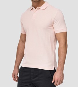 เสื้อเชิ้ตแขนสั้นสีชมพูอ่อนสำหรับผู้ชาย ทรงปกติ ผ้าฝ้ายปิเก้ 100% ระบายอากาศได้ดี แห้งเร็ว สไตล์ลำลอง สีพื้น บริการ OEM - Product Image 5