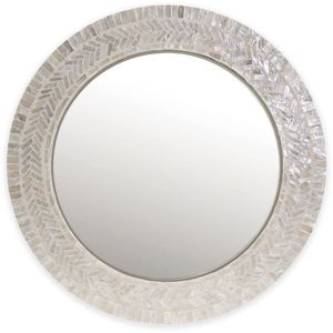 Factory Direct Wholesale Hand Made Round <b>Wall</b> Accent <b>Mirror</b> Natural Herringbone <b>Tile</b> Interior Mother Of Pearl <b>Mirror</b> - Product Image 4