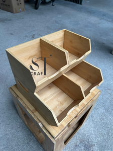 High Quality Elegant Set of 3 Pieces Bamboo Pantry Storage <b>Bins</b> Organizer Rack for Multipurpose Kitchen Counter Organizer - Product Image 5