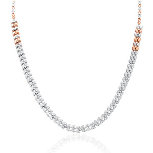 Collar de cadena de oro blanco de 18 quilates con diamantes naturales, diseño continuo de hojas, gargantilla brillante para mujer, proveedor mayorista de joyería B2B - Product Image 3