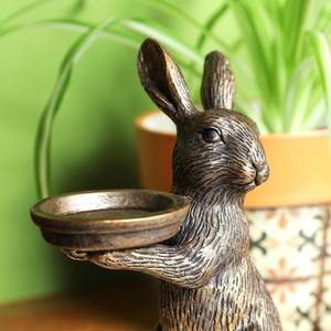 เชิงเทียนรูปกระต่ายทองสัมฤทธิ์วินเทจ รูปปั้นกระต่าย ที่วางเทียนทีไลท์ ของตกแต่งโต๊ะรูปสัตว์แปลกตา ของประดับตกแต่งโต๊ะงานปาร์ตี้อีสเตอร์ - Product Image 6