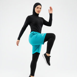 Shorts Deportivos 2 en 1 para Mujer, Talla Grande, Cintura Elástica, Secado Rápido, Transpirables, Ligeros, UPF50, Hijabi, con Forro de Compresión - Product Image 1