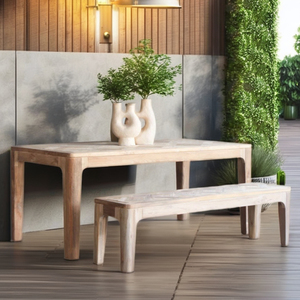 Handcrafted Indonesian Teak Bench with Minimalist Arch Design and Rounded Safety Edges 150cm for Commercial and Dining Spaces - Product Image 5
