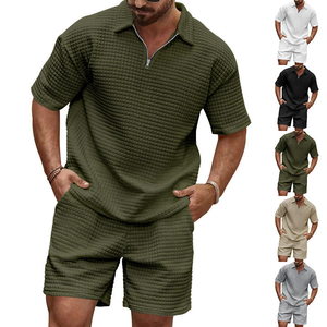 Summer New Men's Casual Breathable Knitted Printed for Sport Set T-<b>shirt</b> Shorts Fashion Comfortable <b>Waffle</b> - Product Image 1