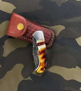 Cuchillo de Bolsillo Plegable de Acero de Damasco de Alta Calidad, con Mango de Hueso Industrial, Personalizado, de Alta Calidad y Más Vendido - Product Image 4