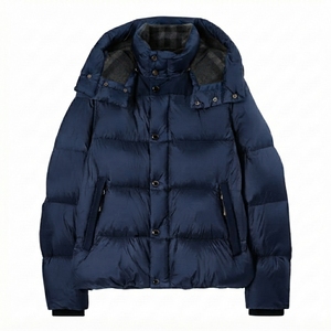 New Plus Size Men's Hooded Windproof Breathable Woven Varsity Puffer Jackets Stand Front Padded <b>Lightweight</b> Outdoor Winter <b>Coats</b> - Product Image 2