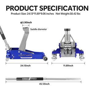Pompa di sollevamento rapido a doppio pistone capacità 2.5 Ton (5,000 Lb) idraulico a basso profilo in alluminio acciaio da corsa martinetto da pavimento - Product Image 3