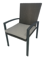 Ensemble de salle à manger de jardin en rotin PE, 7 pièces, 6 chaises avec table rectangulaire en verre pour usage extérieur dans la cour ou le jardin