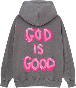 Custom Puff Print Acid Washed Vintage Streetwear Hoodie Heavyweight Cotton Bible Verse Graphic Pullover hoodies acid washed - Product Image 6