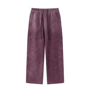 Pantalon de survêtement streetwear de luxe personnalisé pour homme, coupe droite, en molleton, taille élastique, effet délavé, respirant, coupe ample - Product Image 6