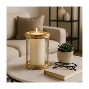 Support de bougie en aluminium style bambou Golden Stillness, 26 cm de haut, fait main, écologique, durable, décoration religieuse pour la maison - Product Image 5