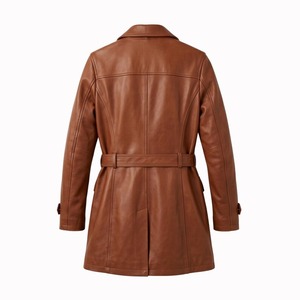 <b>Women</b> Genuine Leather <b>Coat</b> Brown <b>Belted</b> Jacket, Classic Long Leather <b>Coat</b> for <b>Women</b>, Winter Fashion <b>Coat</b>, Handmade Leather - Product Image 2