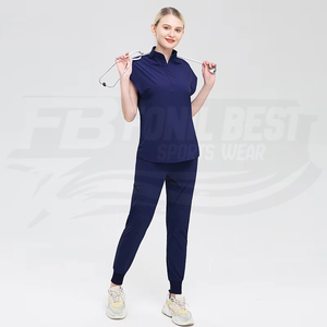 Conjunto de Uniforme Médico Azul Marino para Mujer, Algodón y Poliéster, Tejido de Punto, Incluye Pantalones, Diseño Personalizado - Product Image 2