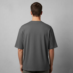 Camiseta de corte holgado de color liso para hombre, 100% algodón jersey, 220 GSM, ligera, estilo streetwear, con ribete en contraste, precio mayorista asequible. - Product Image 3