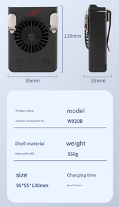 พัดลมคล้องคอแบบพกพา GONGTIAN W920 มอเตอร์ไร้แปรงถ่านทรงพลัง แบตเตอรี่แบบชาร์จได้ ตัวเครื่องทำจากพลาสติก ใช้งานกลางแจ้งได้ พร้อมปุ่มควบคุม - Product Image 6