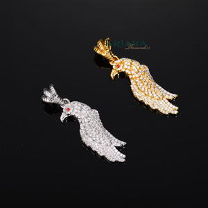 Pendentif Aigle pour Homme en Argent 925 Plaqué Rhodium avec Moissanite Ronde Taille Brillant, Breloque Hip-Hop pour Usage Quotidien - Product Image 2
