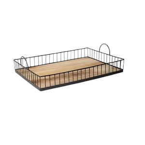 Plateau de service en bois Art Déco, finition bois naturel, rectangulaire, en bois d'acacia, multifonctionnel, poignée personnalisable pour le thé et le café - Product Image 6
