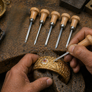 Premium 6PCS Wooden Handle <b>Hand</b> Graver <b>Set</b> | HSS Steel Engraving <b>Tools</b> Kit for Jewelry Making Metal Carving Watch Repair Craft - Product Image 2