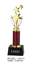 Trophée en métal moulé sous pression avec colonne rouge et base noire, prêt pour la gravure, récompense sportive portable - Product Image 4