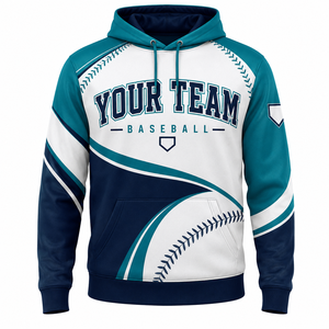 Sweat à capuche de baseball Homerun unisexe, pull rayé, veste rouge, bleu, blanc, impression par sublimation, respirant, vêtements de sport pour adultes - Product Image 1