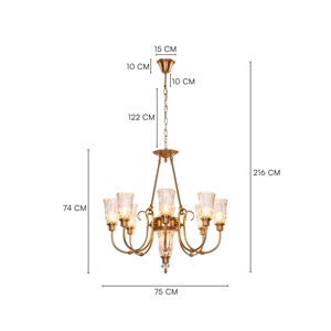 Wholesale Antique Brass Chandelier Bulk Vintage Glass Shade Pendant Light Factory Price <b>Retro</b> Luxury Hanging Lamp - Product Image 2