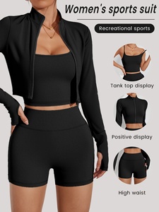 Ensemble de sport trois pièces sans couture Atlaset pour femme : Leggings taille haute, soutien-gorge de fitness et veste d'entraînement – Conception personnalisée, marque privée - Product Image 4