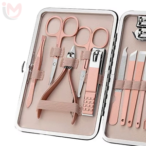 Ensemble de manucure et pédicure luxueux en acier inoxydable, 14 pièces, pour enfant, bébé, homme, femme, kit de soins de beauté professionnel durable avec sac - Product Image 3