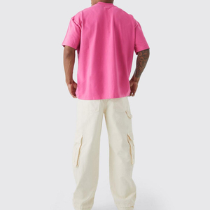 T-shirts pour hommes en coton 100% personnalisés en gros, surdimensionnés, effet usé, délavés à l'acide, avec broderie appliquée, haute qualité - Product Image 3