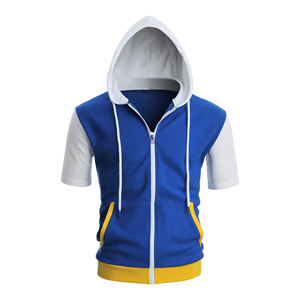 Sudadera con Capucha y Cremallera de Manga Corta para Hombre, Cómoda y Casual para el Hogar, Ideal para el Uso Diario con Bolsillo Frontal - Product Image 4