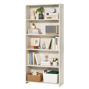 Libreria Moderna a 5 Ripiani Larga 68 Pollici, Scaffale Aperto in Legno, Espositore Contenitore Organizzatore, Libreria da Terra Alta Autoportante - Product Image 1