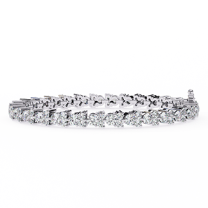 Three Stone Classic Lab Grown Diamond IGI Certified 14k <b>Solid</b> <b>Gold</b> Round Brilliant Cut Tennis Bracelet Fine Jewelry Women - Product Image 6