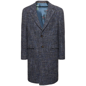 Manteau trench pour homme en laine mélangée à carreaux, double boutonnage, col rabattu, coupe ajustée - Product Image 4