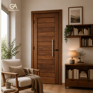 Puerta de Panel con Ranuras Interiores de Madera Sólida Minimalista GA-14S para Aplicaciones Residenciales, Directo de Fábrica - Product Image 1