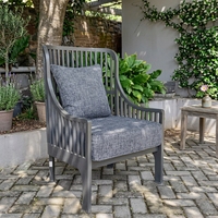 Chaise longue d'extérieur élégante et confortable en bois de teck massif avec lattes, coussin gris foncé rembourré en mousse, aucun assemblage requis