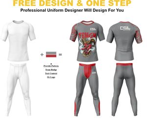 Venta al por mayor directa de fábrica: Conjunto de compresión transpirable para hombre con diseño personalizado y estampado digital por transferencia térmica para MMA (Rash Guard) - Product Image 2