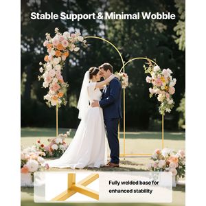 Set 2 Gold Metal Arch <b>Backdrop</b> <b>Stand</b> 7.2 ft & 6 ft Stable Structure & Easy Assembly for Weddings & Events - Product Image 4
