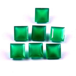 พลอยออนิกซ์สีเขียวธรรมชาติขนาด 6x6 มม. รูปทรงสี่เหลี่ยมเจียระไนแบบเหลี่ยมเพชรพลอย สำหรับทำเครื่องประดับ ขายส่งจำนวนมาก - Product Image 1